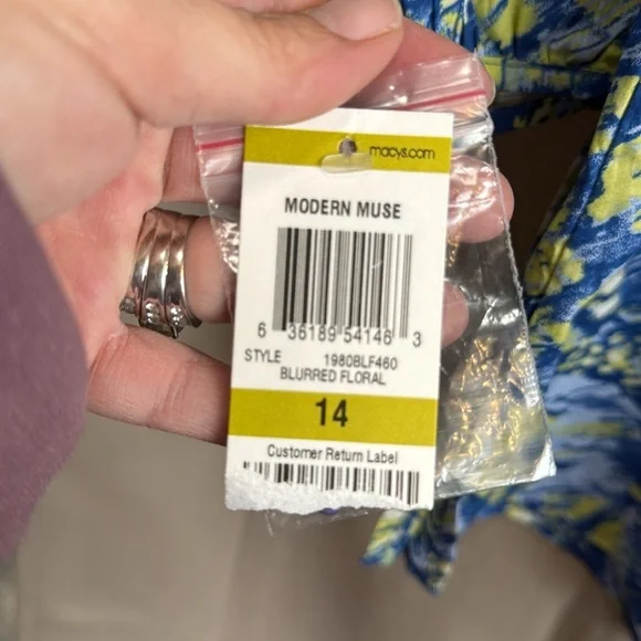 NWT JM Collection Blue Green Floral Cotton Tunic Top - Picture 3 of 4